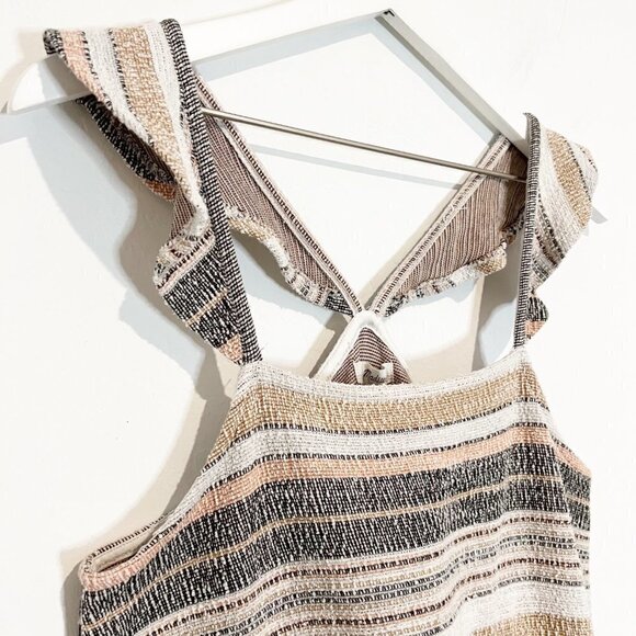 Madewell Ruffle Strap Sleeveless Tank Top Blouse Multicolor Stripe Size Medium - Picture 4 of 8